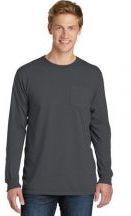 Port & Company Adult Unisex Beach Wash Garment-Dyed 5.5-ounce, 100% Cotton Long Sleeve Pocket T-Shirt